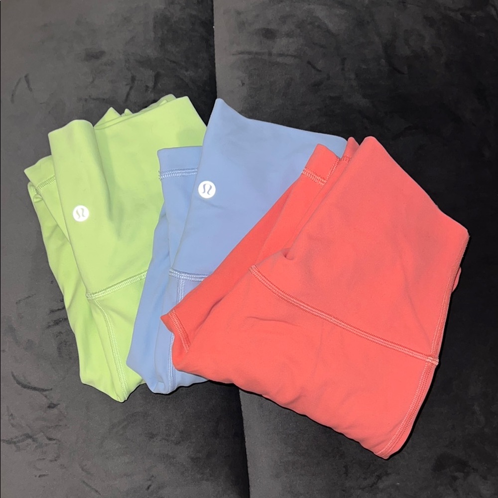 Lululemon Leggings Set - Highlighter, Lilac, and Coral